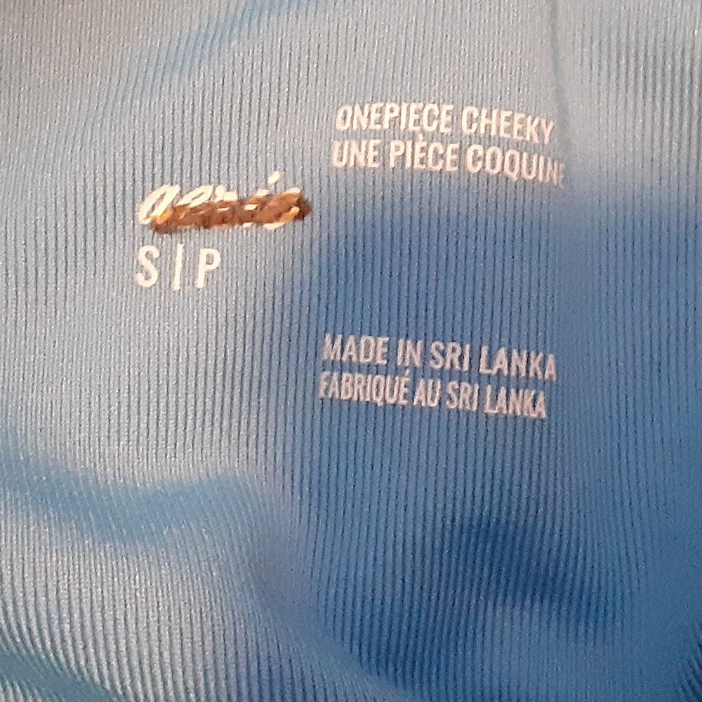 Aerie Real Cheeky One Piece Blue Swim Suit - Picture 6 of 6
